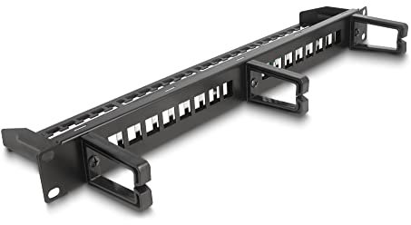 DeLOCK 19? Keystone Patchpanel 16 Port mit 3 Bügeln und Entlastungsschiene 1 HE