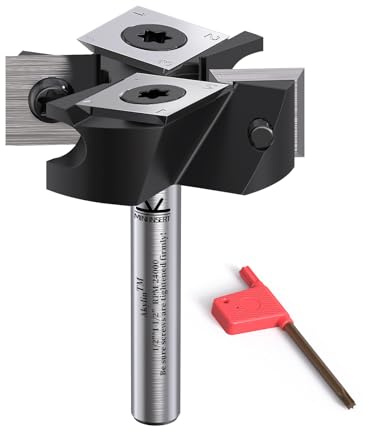 Akylin Spoilboard Surfacing Router Bits 1/4 Shank,1-1/2 Cutting Dia. 2+2 Indexable Insert Knife Design,Planer Bits,for Wood Slab Flattening,Rabbeting&Planing
