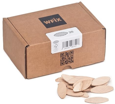 WFix Lamelle d'Assemblage Type Lamello Taille 20 250 pièces Biscuits connecteurs en Bois Chevilles Plates pour Menuiserie et Travaux de Bricolage