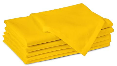 Encasa XO Cotton Cloth Napkins | Set of 6 | Size 43x43 cm | Sunbeam Yellow Solid Color | Machine Washable