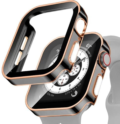 KAPPDE Vetro+Copertura per Apple Watch caso 45mm 41mm accessori 44mm 40mm Temperato Protezione dello Schermo Protettivo iWatch serie 7 8 SE 6 5 4, 41mm Series 7 8, agata