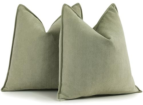 ZWJD Salbei Grün Kissenbezug 50x50 2er Set Chenille Kissenbezüge Sofakissen Kissenhüllen mit elegantem Design, weiche und luxuriöse dekorative Dekokissen für Couch, Bett und Heimdekoration