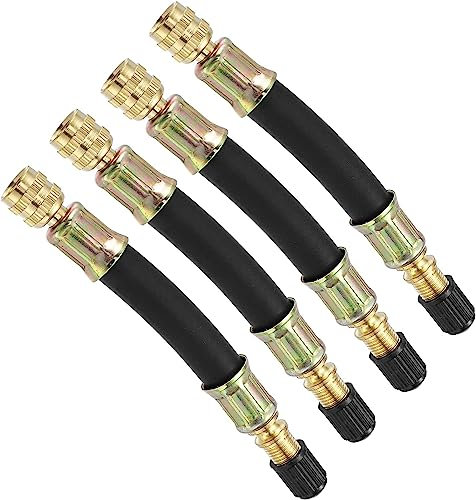 Unifizz 4 Stück Reifenventil-Verlängerungsvorbau-Adapter Werkzeug für Auto, LKW, Fahrrad, Anhänger, Wohnmobil, tragbarer Luftkompressor, flexible Doppelventilverlängerung, Rohre, 10 cm