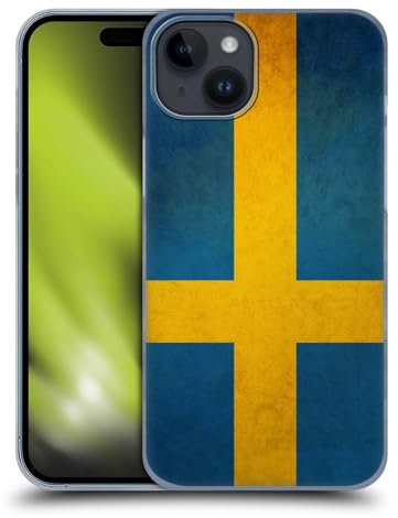 Head Case Designs Sweden Swedish Sverige Flag Vintage Fahnen Harte Rueckseiten Handyhülle Hülle Huelle kompatibel mit Apple iPhone 15 Plus