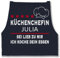 Schürze - Kochschürze Damen Frauen - Küchenchefin mit Name | Sei lieb zu mir ich koche dein Essen | Chefköchin - 85x69 - Navy Blau - schürzen kochen kochschuerze koch kochschürzen für köchin