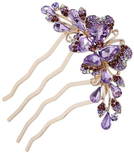 Ipetboom Kamm Brautkopfschmuck Für Die Hochzeit Haarspangen Für Die Braut Vintage-haarschmuck Strass-haarkämme Strass-haarteil Strass-haarnadel Violett Damen Haarkralle Metall Strasssteine