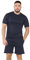 True Face Mens Pyjama Set Cotton T-Shirt Shorts Nightwear Loungewear Pj Gym Yoga Short Sleeve Top Casual Shorts Navy XL