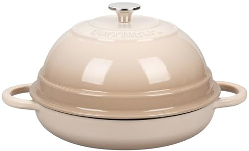 VORRINGARD Pentola da forno olandese smaltata in ghisa con coperchio per la cottura del pane, forno per pane, 6 litri, latte