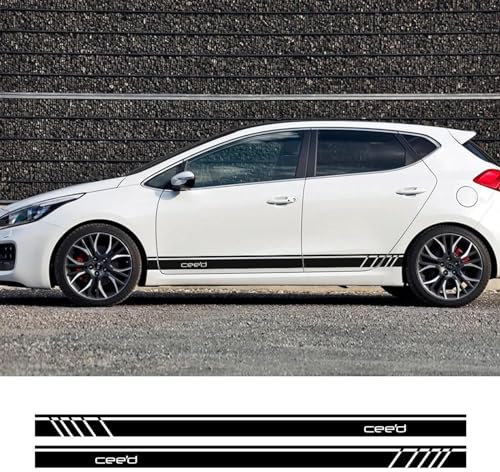 LIOUFTT 2 Stück Auto-Seitenstreifen-Aufkleber, Sport-Styling-Dekoration, Vinylfilm-Aufkleber, passend für Kia Ceed SW GT JD ed Autozubehör