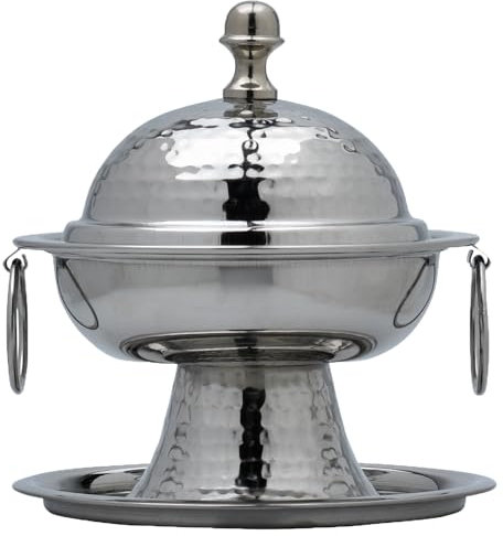 Marrakesch Aesthetic Schmuckschale Behälter mit Deckel aus Edelstahl 16cm | Schmuckaufbewahrung als Deko im Wohnzimmer oder Schlafzimmer auf dem Schminktisch | Bonboniere Kasida silber als Tischdeko