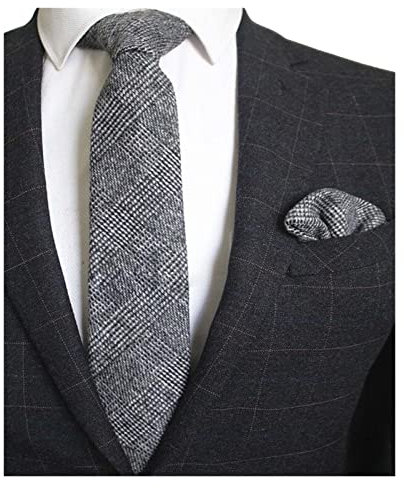 Aqxyedc 8 cm Wollkrawatte Feste Plaid-Krawatte for Männer Qualität Kaschmir-Krawatte und Einstecktuch Krawatten Set Anzug for Hochzeitsfeier wanglan(07)
