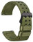 WOCCI 22mm Nylon Uhrenarmband für Herren, Seidiges Nylon mit Doppellöchern, Schwarze Schnalle (Armeegrün)