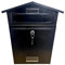 Top Home Solutions® Wall Mounted Post Box – Lockable with 2 Keys, Nameplate, Durable Powder Coated Metal, Large Outside Letter Box – 36H x 33W x 14D cm (Black, Plain Design)