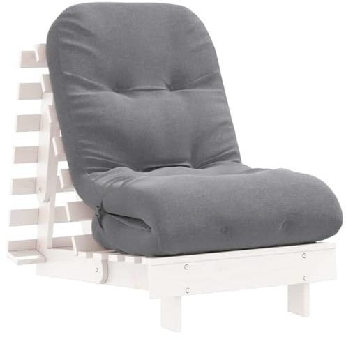 vidaXL Futon Schlafsofa mit Matratze Weiß 60x206x11 Massivholz Kiefer