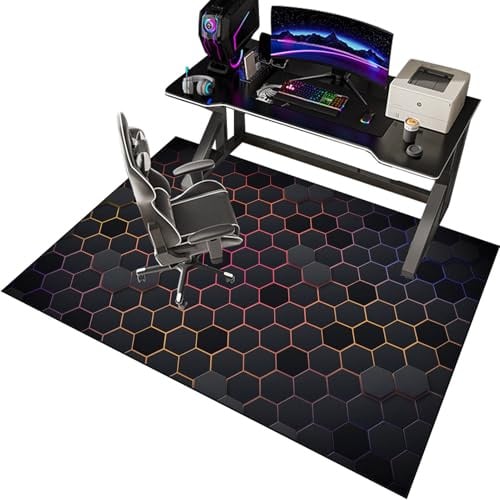 EYKWKB 90 x 120 cm Tapis de Sol Chaise de Bureau Tapis de Chaise Gaming Silencieux Antidérapant Tapis de Chaise pour Sol en Bois Dur Tapis de Sol pour Chaise Gamer Tapis de Protection de Sol