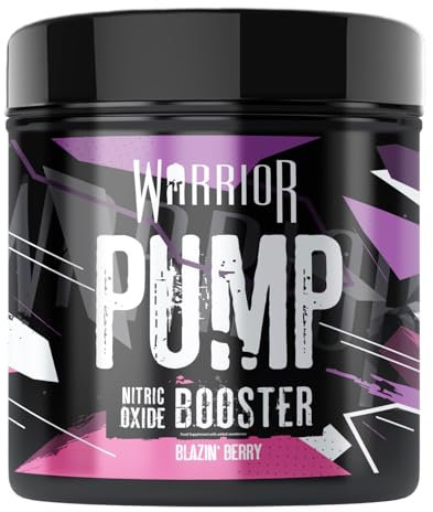 Warrior Pump Non Stim Pre-Workout Powder 225g – Nitric Oxide Supplement – Contains Citrulline Malate, Cyclic Dextrin for Energy, Focus, and Performance – 30 Servings (Blazin Berry)