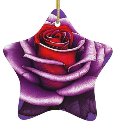 WHJWXC Noel Pendentif Etoile Céramique pour Décorations Fêtes et Souvenirs Imprimé Rose Fushia
