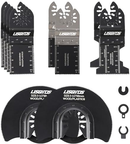 LISGHTJS 13 PCS Oscillating Tool Accessories Universal Wood Metal Oscillating Multitool Quick Release Tool Kits Fit Fein Multimaster, Ryobi, Bosch, Dremel, Rockwell, Makita More
