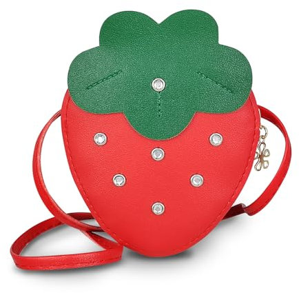 Energather Handtasche Damen Klein, PU-Leder Kleine Handtasche mit abnehmbarem Trageriemen für Mädchen, süße Mädchen Handtasche Damen Klein mit Reißverschluss als Geburtstags- oder (rot)