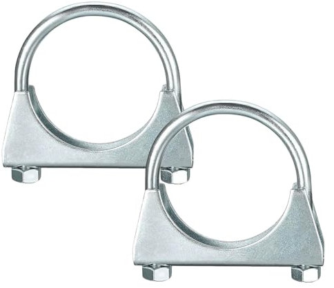 Wjelet 2 Pcs 45mm Heavy Duty Exhaust Clamps, Saddle Type U-Bolt Clamps for U-Shaped Galvanized Pipe Clamp, Exhaust U Tail Pipe Clamp
