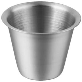 JUNCHENG1008 Sauciere Puddingbecher aus Edelstahl 304, 90 ml, Backzutaten, Zutatenbecher, Sauciere, Milchbecher, kann in den Ofen gestellt Werden Sauciere und Untertasse(Silver)