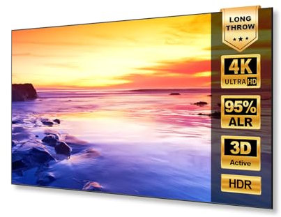 NothingProjector Pantalla De Proyección 100 Pulgadas, ALR Largo Alcance, contra Luz De Techo, 4K UHD, Marco Fijo 16:9, Montaje En Pared para Proyectores Estándar (No UST)