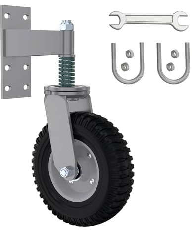 Zauntor-Rad 8 Zoll, Heavy Duty federgelagerte Torrolle, 600lb Tragfähigkeit, 360 Grad Drehung Räder mit Schrauben, Torrolle für Holztore, Metalltore