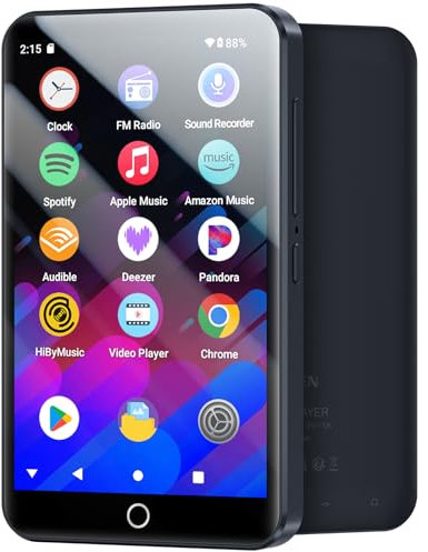 96GB MP3 Player with Bluetooth and WiFi, MECHEN Android 13 OS MP3 & MP4 Players with 4 Touchscreen and Speaker,Music Players with Spotify,Pandora, Audible, Amazon Music, Play Store