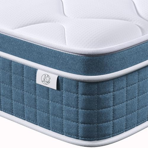 koorlian Matratze 140x200 Höhe 25cm 7-Zonen Federkernmatratze Härtegrad H3 Mittelfest Matratzen Orthopädische Taschenfederkernmatratze mit Komfort Gedächtnisschaum, Öko-Tex Zertifiziert, Blau