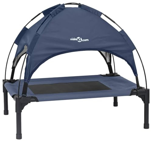 vidaXL Hundebett Marineblau 62 x 48 x 61 cm Stahl, Hundebett für Garten und Terrasse, modern, leicht, fleckabweisend, Kratzfest, erhöht, rechteckig