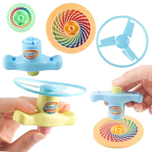Mitgebsel Kindergeburtstag, 12Pcs Gyroskop Propeller Spielzeug Set, mit Launcher Spielzeug, Bunten Kreisel und Propeller, Partytütenfüller, Klassenzimmer Preise, Geburtstag Goodies für Jungen Mädchen