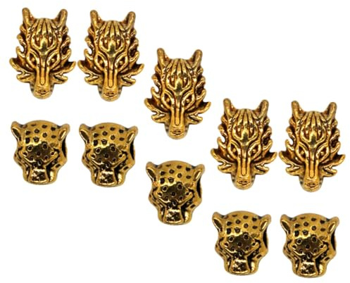 10 Stück Haarperlen Leopardkopf aus Legierung im Retro Antik Look