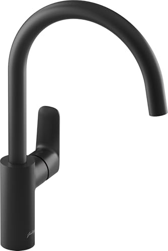 Robinet cuisine JACOB DELAFON July+ col de cygne et orientable noir mat