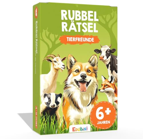 Rubbelrätsel für Kinder [40 Spielkarten mit Rubbelfläche] - Reisespiele für Spaß & Wissen (160 Tier-Fakten) - Lernspiele ab 6 Jahre, Familienspiele, Geschenke für Kinder, Logikspiele (Tierfreunde)