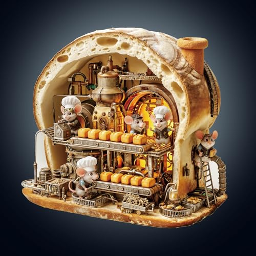 CHARMIBLE Wooden Puzzles for Adults, 265 Pcs Mouse Bakery Jigsaw Puzzles