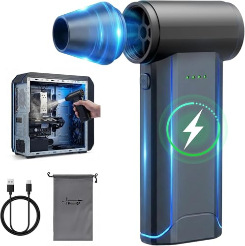 Souffleur d'Air Comprimé Électrique 110000RPM, Nettoyeur Clavier sans Fil, Jet Fan Puissant pour PC, Voiture et Maison, Alternative aux Bombes d'Air Sec, Dépoussiérant Portable Rechargeable (noir)