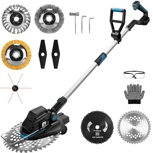 7-IN-1 Akku Rasentrimmer Kompatibel mit Makita Akkus 18V, 1200W Bürstenloser Freischneider Akku mit 7 Klingen und Akkustandsanzeige, 16800 U/min Elektrisch Motorsense für Garten, Rasen & Hofpflege