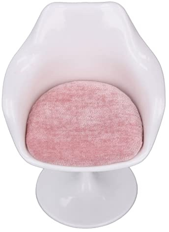 Aumotop Meubles de Maison de Poupée 1:6, ABS Blanc Rose, Pieds Ronds, Chaise Bureau pour Maison Poupée, Décoration Modèle Pièce (avec accoudoir)