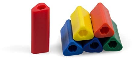 AFH-Webshop 6er SPAR SET | Dreieckige Schreibhilfen für Stifte | Griffverdickung | Ergonomische Stiftehalter | GEO | Silikon | Größe: M