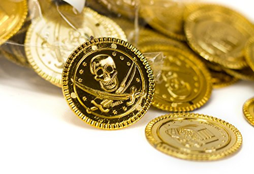 Trendario 150 Gold Münzen, Spielgeld für Kinder, Piratenmünzen für Piratenparty, Piratengeld Schatzsuche, Mitgebsel
