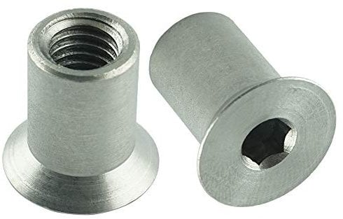 Eisenwaren2000 | Écrous manchons M4 x 12 mm avec tête fraisée et six pans creux (10 pièces) - Acier inoxydable A1 1.4305 - Inoxydable