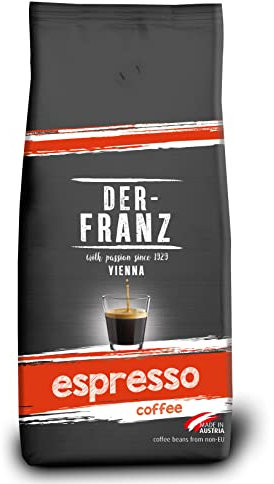 Der-Franz Espresso Kaffee, Intensität 5/5, Arabica und Robusta, ganze Bohne,1000g
