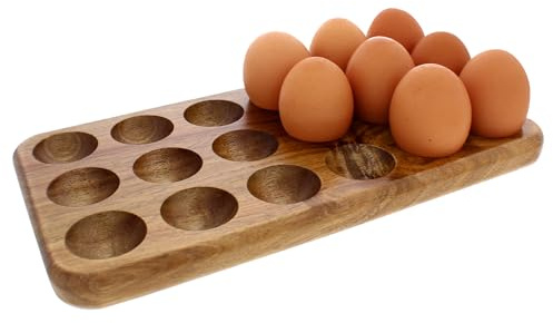 Gui's - Huevera de madera rústica para 18 huevos utilizables en nevera, congelador o encimera