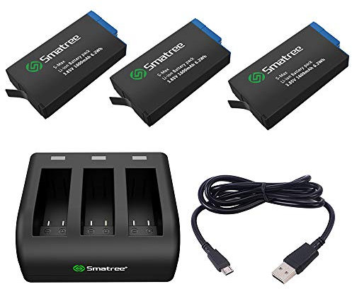 Smatree Batteria (Pacco da 3) con Caricabatterie a 3 Canali Compatibile con GoPro Hero Max
