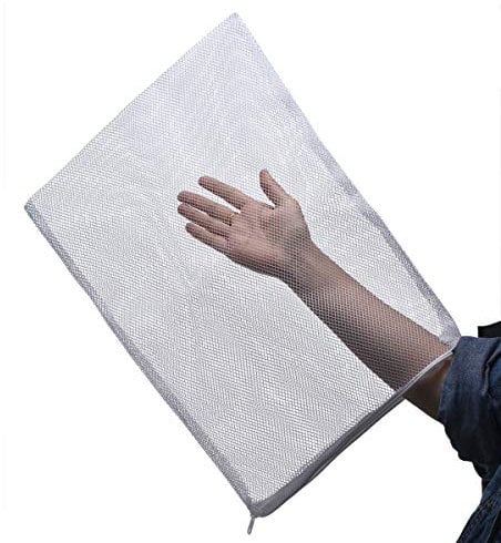 ALEGI Large Filter Media Bags,Aquarium Mesh Bags with Plastic Zipper,White Net Bags for Bio Balls, Ammonia Remover 17.8 by 13.5 (4pcs)