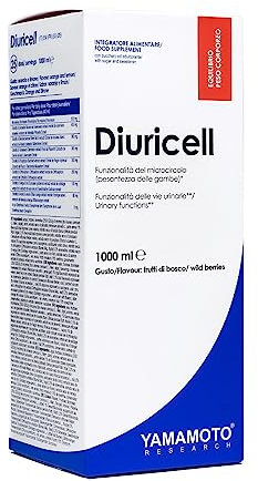 YAMAMOTO Research, Diuricell 1L, Integratore di Estratti Vegetali Drenante, Ideale Gonfiore, Ritenzione Idrica e Anticellulite, Gusto Frutti di Bosco