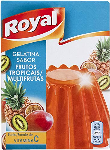 Royal, Gelatina Sabor Tropical, menos 30% azucar, 2 x 57g, total 114g