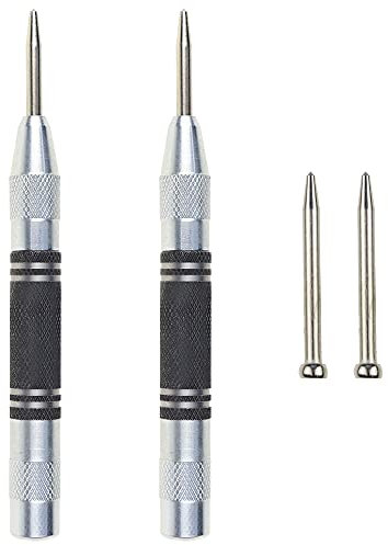 DXiongW 2 Stücke Körner Automatik 128mm Automatischer Körner Metall Getreide Verstellbare Spannung mit 2 Ersatzspitzen für Metall Holz Glas Dünne Stahlbleche