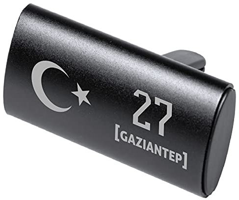 aina Auto Lufterfrischer mit Zitrusduft, Aluminium, Schwarz, Logo Gravur, Türkei Flagge 27 Gaziantep