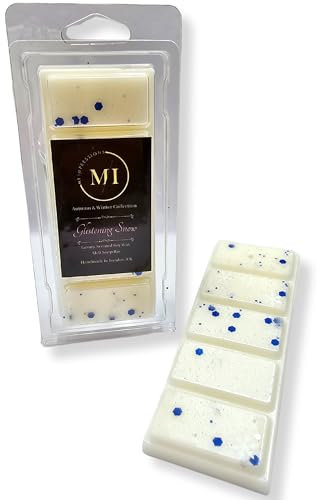 Mi Impressions Glistening Snow Wax Melts Snap Bar, Handmade in UK, Autumn Winter Inspired Highly Scented Home Fragrance Soy Wax Melts, Vegan Friendly & Cruelty Free, 50g